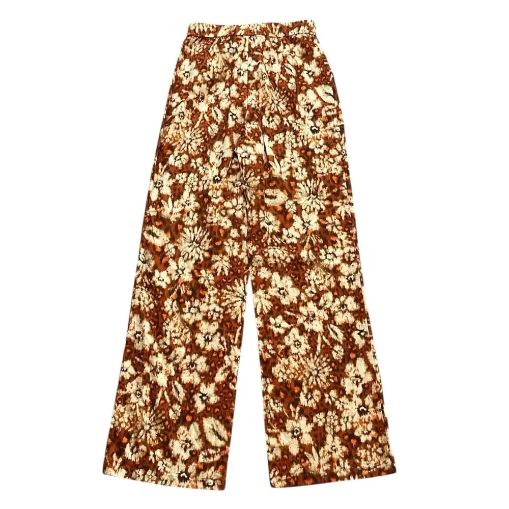 ZARA Linen Blend Floral Tie Dye Pants NWOT Size XS